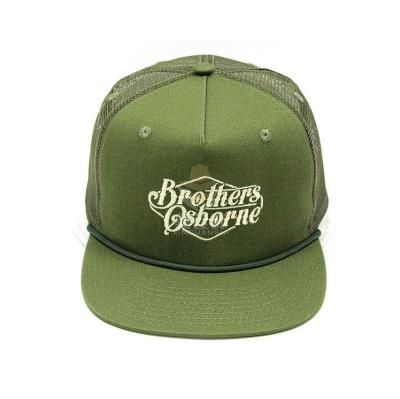 China JOINT OEM ODM Rope Hat Factory Wholesale Hebei Custom Embroidered Logo Flat Brim Mesh Cap Trucker Hats for sale