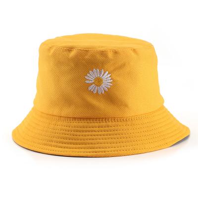 China Summer Striped Daisy Bucket Hat Women Fashion Cotton Bucket Hat for sale