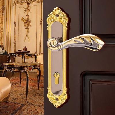 China Golden European Luxury Home Golden Age French Villa Cast Aluminum Vertical Door Handle for sale