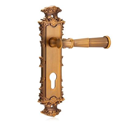 China 70mm EUROPEAN Antique Brass Handle Locks Bedroom Interior Door Lock Mortise Lock Set Set for sale