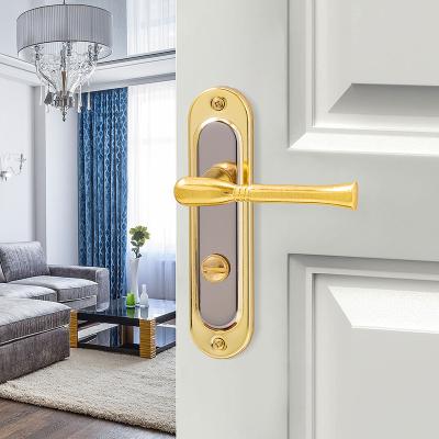 China Stellar Polished Traditional 50mm Gold Chrome Lever Latch Door Handle Set Bathroom Door Handles for sale