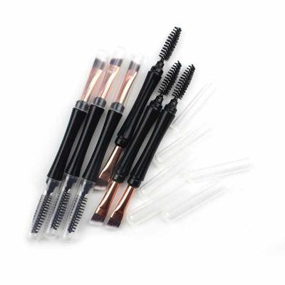 China Smudge Brush Eyebrow Brush Private Label Makeup Double Ended Eyelash Brush 2 In 1 Brow Brush for sale