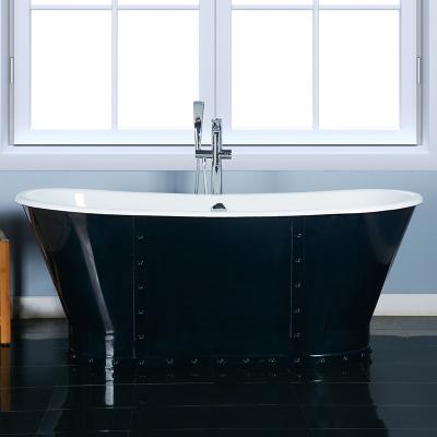 China Freestanding High End Cast Iron Bathtub Black Edged Color for sale