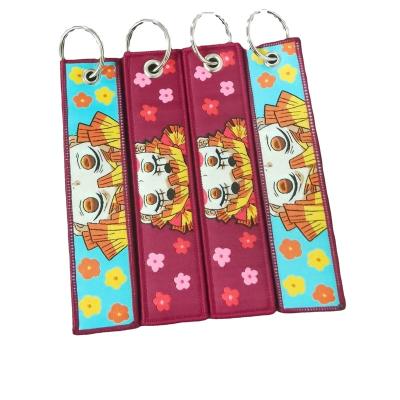 China Sustainable custom Wholesale Cute cartoon Design Logo Fabric Keychains/Embroidery Keyring/Custom Embroidery Key Tag Jet Tags for sale