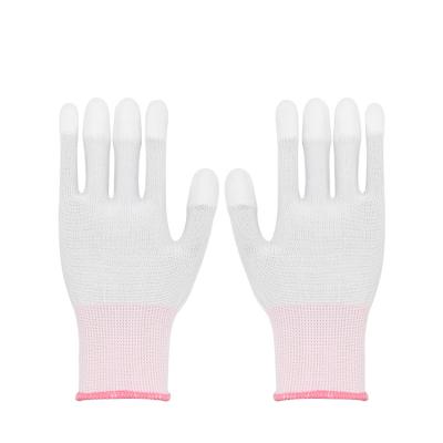China PU Top Fit Gloves High Quality Mechanical Material Working Safety 13 Gauge Polyester Gloves With Finger PU Coating For Hand Protection for sale