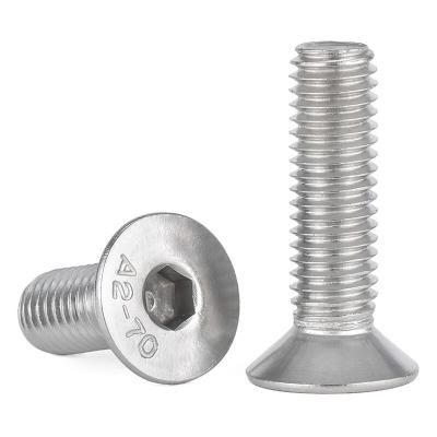 China Hex Socket M6 High Quantity Stainless Steel Hexagon Socket Countersunk Head Screws DIN7991 304 for sale