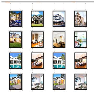 China A4 Acrylrahmen Kabel Draht hängendes Display System Immobilien Fensterbildschirm Led Light Box zu verkaufen