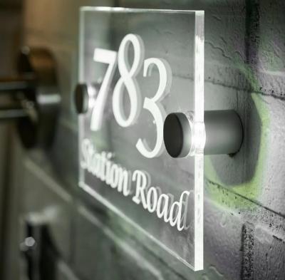 China KWS-CW Custom Acrylic Metal House Number Acrylic Glow Sign Board Designed for Supermarkets for sale