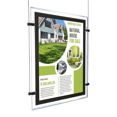 China Hintergrundbeleuchtung Immobilienschild Hängendes Fenster Plakat Werbung A3 A4 Acryl Bild Fotorahmen Led Display Lichtbox zu verkaufen