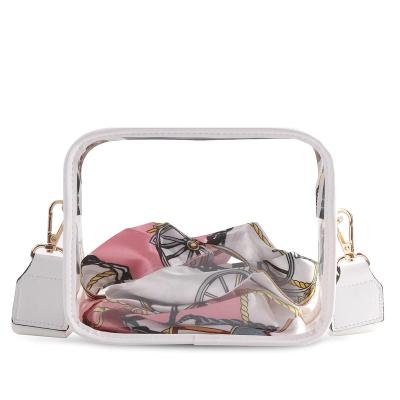 China Hot Selling Custom Logo PVC Handbag Women Plastic Concert Stage Approved Messenger Bag Customized Fashion Clear Shoulder for sale