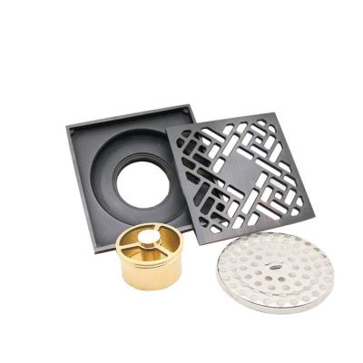 China Evidence of obstruction; anti-backflow; Black Backsplash Anti-odor Bathroom Gappo Hair Breaker Brass Copper Shower Smell Floor Drain for sale