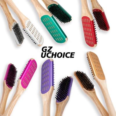 China For Home Use V Shape Hair Straightening Comb Straighten Aluminum Alloy Sheet Wood Like Style Hairstyle Color Custom for sale