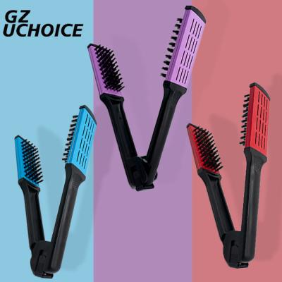 China For Home Use Hairs Splints Comb V Shape Straightening Comb Quick Switch Aluminum Alloy Fashion Design Styling Tool Hair Straighten Smooth for sale