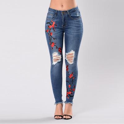 China Fast Delivery Fashionable Women New High Waisted Hole Stretch Waist Jeans Tight Jeans Pants Viable Pants Fashionable New High for sale