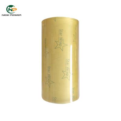 China Fresh Food Packaging PVC Stretch String Moisture Proof Super Plastic Transparent Soft PVC Cling Film For Food Wrap Jumpo Roll for sale