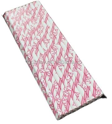 China White and Red Dot Paper Drinking Straws Party Supply Tiny Stripe Wave Paper Straws for sale