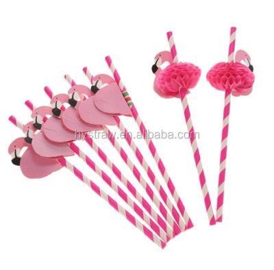 China New Design Disposable Assorted Colors Custom Printing Designs Party Flamingo Paper Straws for sale