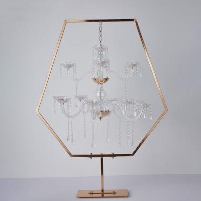 China Metal Acrylic Candelabra Candle Holders Wedding Table Centerpieces Flower Stands Runway Lead Party Decoration for sale