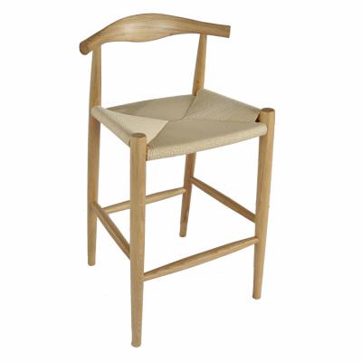 China Wishbone High Modern Simple Modern Cafe Bar Stool Beech Wood Stool Solid Wood Bar Stool for sale