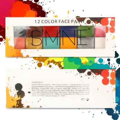 China Halloween Festival 12 Colors Glitter Case Waterproof Safe Party Costume Art Beauty Oil Painting Face Body Paint Palette for sale