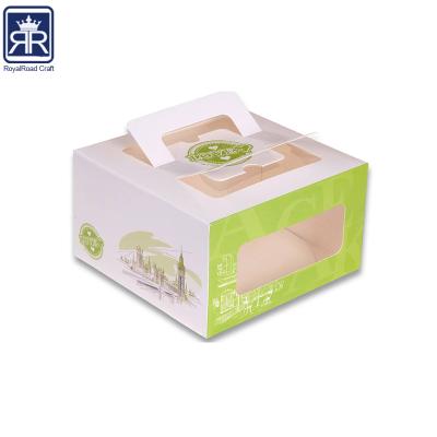 China Recycled materials best selling china paper color printed cake paper box with handle and viewfinder for sale