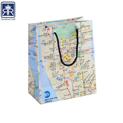 China 180814-4 Recyclable High Quality Decoration World Map Printing Paper Bag For Kids Days Gift Packaging Tote for sale