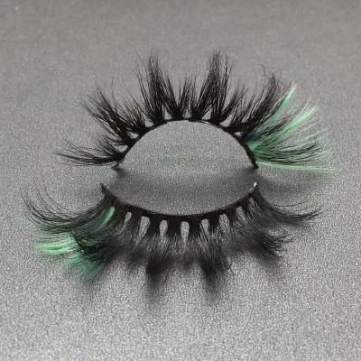 China 2022 Hot Selling Fluorescent Green Custom 20mm Mink Eyelash With Color Fluffy Criss-Cross Eyelash Korea Private Label Packaging for sale