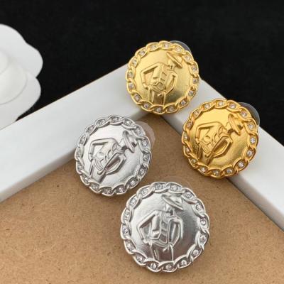China New Gold Plated Rhinestone Decoration Vintage Portrait Earrings Luxury Silver Vintage Design Round Shape Stud Earring Jewelry For Women for sale