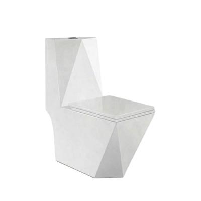 China Modern Diamond Shape Ceramic Floor Mounted Double-flush Tie Down 250MM One Piece WC Toilet Bow for sale