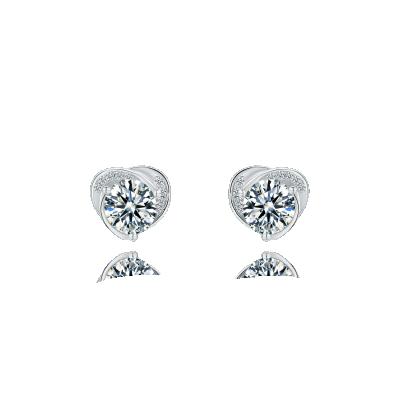 China S43A 2021 Hot Sales 18K Gold Plated Stud Earrings CLASSIC 0.5ct E-H/VVS1-SI1 Lab Diamond Wedding Stud Earrings Women for sale