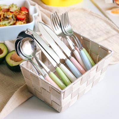 China Durable Ceramic Travel Cutlery/Camping/Restaurant Spoon/Fork/Knife Handle 3pcs Set Stainless Steel for sale