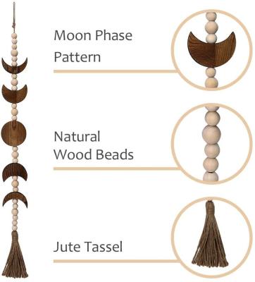 China Eco-Friendly Nursery Bedroom Living Wall Decor Moon Phase Wall Hanging With Beaded Macrame for sale