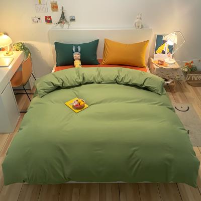 China 100% Washed Microfiber Anti-Static Duvet Cover Set 4 Pieces Bedding Set Solid Color Block Duvet Cover Fashionable Soft King Size for sale