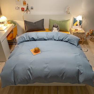 China Light Blue Anti-Static Queen Size Duvet Cover Comforter Blanket Bedding Set With Zipper Closure 4 Pieces for sale