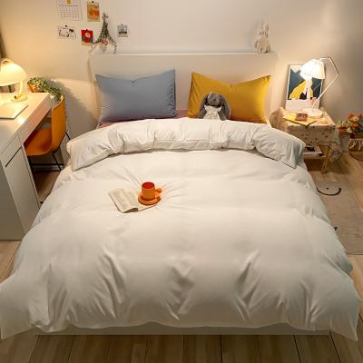China Anti-Static Custom Bedding Set Solid Color Contrasting Comforter Cover Set With Sheet And Pillow Shams for sale