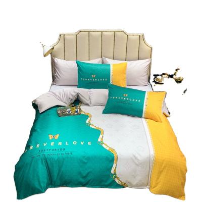 China High quality anti dust mite home washed four-piece bed sheet, comforter cover, pillowcase, bed piece set for sale