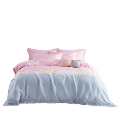 China Anti dust mite tencel 60s duvet cover 100% set high quality lenzing tencel sheet set bedding set for sale