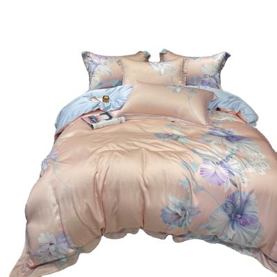 China Anti dust mite tencel 60s duvet cover 100% set high quality lenzing tencel bed sheet set oekotex bedding set-Pengl melon color for sale