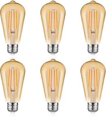 China Rechargeable Vintage LED Edison Headlight Bulbs 6W 60W Equivalent 2300K Emergency Dimmable 700 Lumens E26 Filament Lamp Antique Light for sale