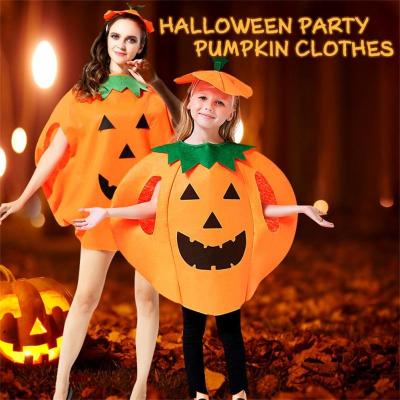 China Cloth Halloween Gift Child Pumpkin Costume Adult Clothing With Hat Set Hallowmas Party Cosplay Cloak Pumpkin Family Party Fancy Outfits for sale