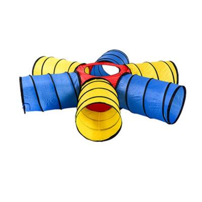 China Polyester Fabric Factory OEM Logo Printed Kids Play Gift For 1 2 3 4 5 6 7 Years Kids Tunnel Combo Tent Set Tunnel Tent for sale