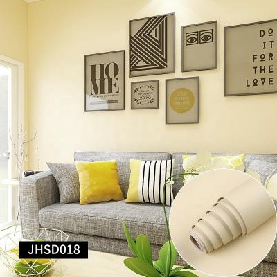 China Home Interior Plain Beige Wallpaper PVC WaterProof Adhesive Wallpaper for sale