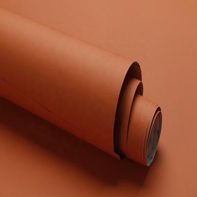 China Caramel Orange Plain Color Wallpaper 122cm 61cm Self Adhesive Vinyl Wallpaper For Bathroom for sale