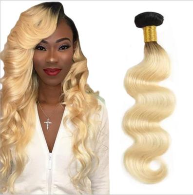China Color Remy Brazilian Hair Weave Body Wave 1B 613 Blonde Ombre Bundles With Ear To Ear Lace Headband for sale