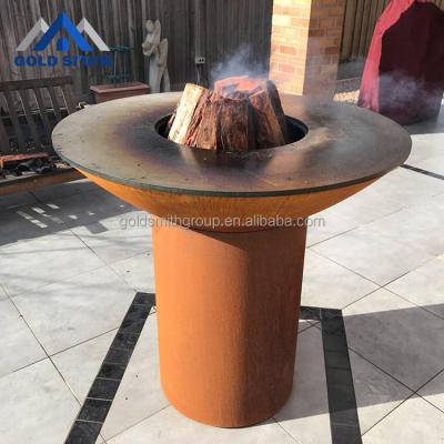 China Durable Wood Stored Burning Raising Camping Customization Corten Steel Barbecue Brazier Fire Pit for sale