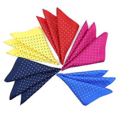China 100% High Quality Pocket Squares Mini Polka Dots Pattern Men Handkerchief Printing Multicolor Classic Handmade Collectible Polyester Handkerchief for sale