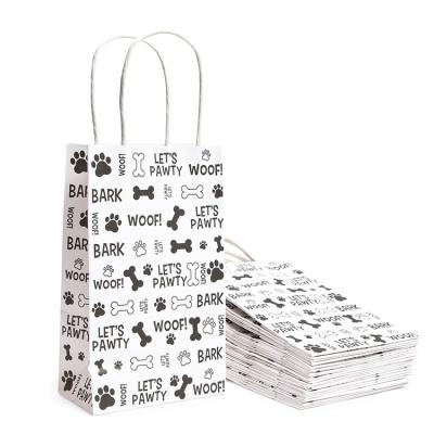 China LOKYO Materials Cute Pattern White Paper Bag Flat Bottom Biodegradable Bag Recycled Custom Printing Paper Bag With Handle for sale