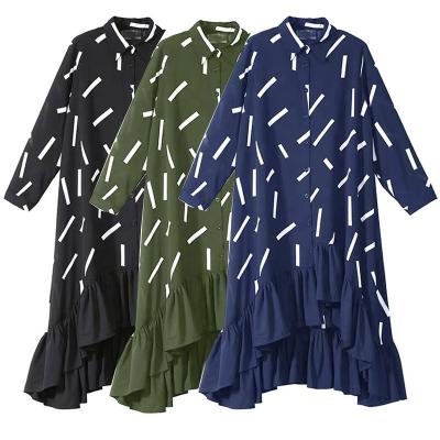 China Sustainable New Autumn Cotton A-line dress Plus size Romantic African clothing flares fashion casual geometric pattern robe elegant for sale