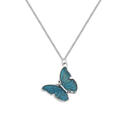 China Trendy 925 Sterling Silver Blue Butterfly Necklace Women Women for sale