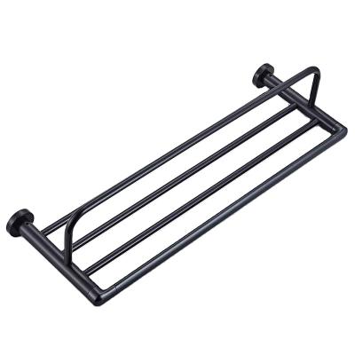 China Modern Bathroom Accessories New Arrival Stainless Steel Wall Mounted Black Tetrapole Towel Racks for sale